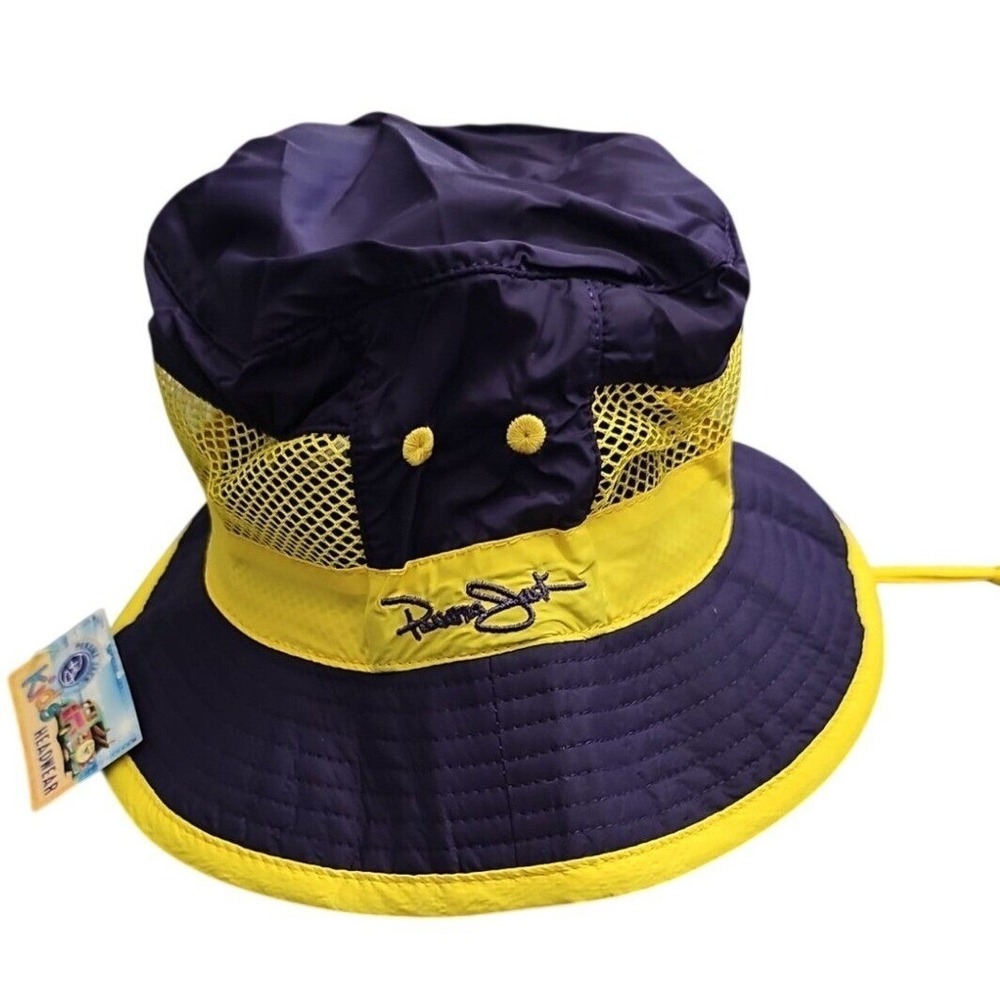 Panama Jack Kids Bucket Hat Sun Protection Beach Hat Yellow Navy 4-6X
